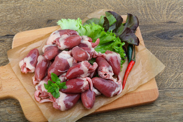 Raw chicken hearts