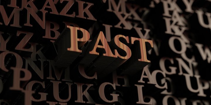 Past - Wooden 3D rendered letters/message.  Can be used for an online banner ad or a print postcard.