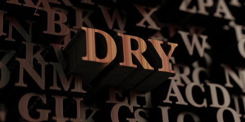 Dry - Wooden 3D rendered letters/message.  Can be used for an online banner ad or a print postcard.
