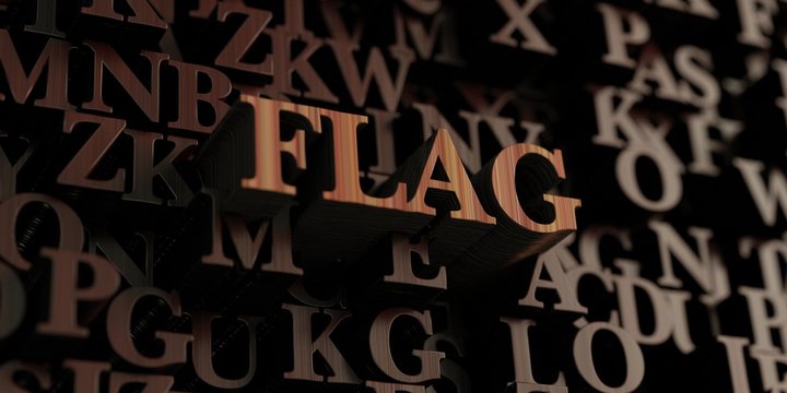 Flag - Wooden 3D rendered letters/message.  Can be used for an online banner ad or a print postcard.