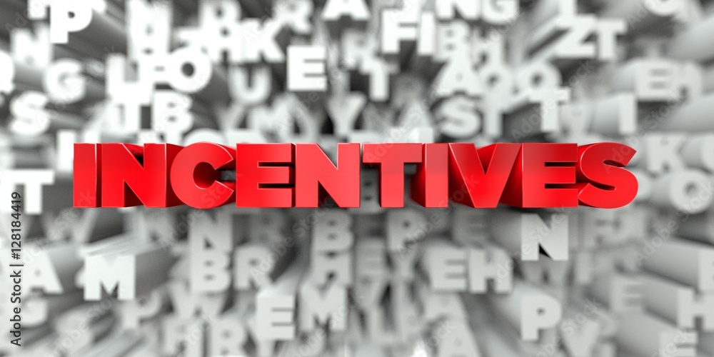 Fototapete incentives - red text on typography background - 3d rendered royalty free stock image. this image ca