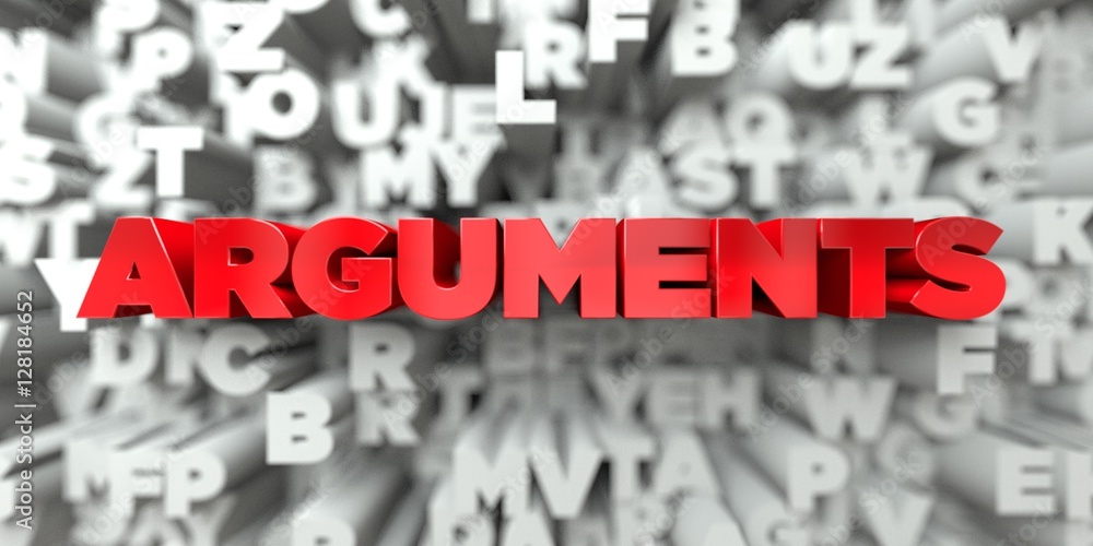 Fototapete arguments - red text on typography background - 3d rendered royalty free stock image. this image can
