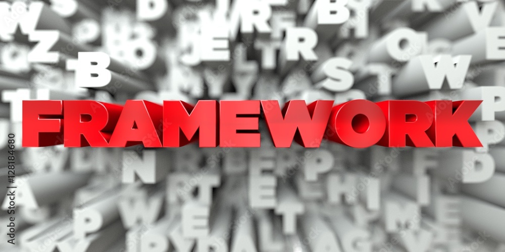 Fototapete framework - red text on typography background - 3d rendered royalty free stock image. this image can