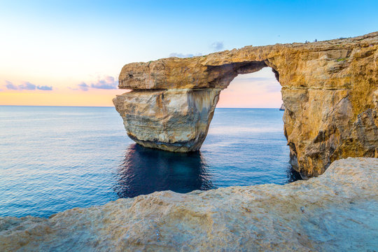 Fototapeta Beautiful View of Azure Window, Gozo, Malta, using for Nature Horizontal Wallpaper, Free Space for Text