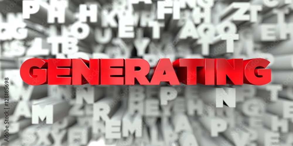 Fototapete generating - red text on typography background - 3d rendered royalty free stock image. this image ca