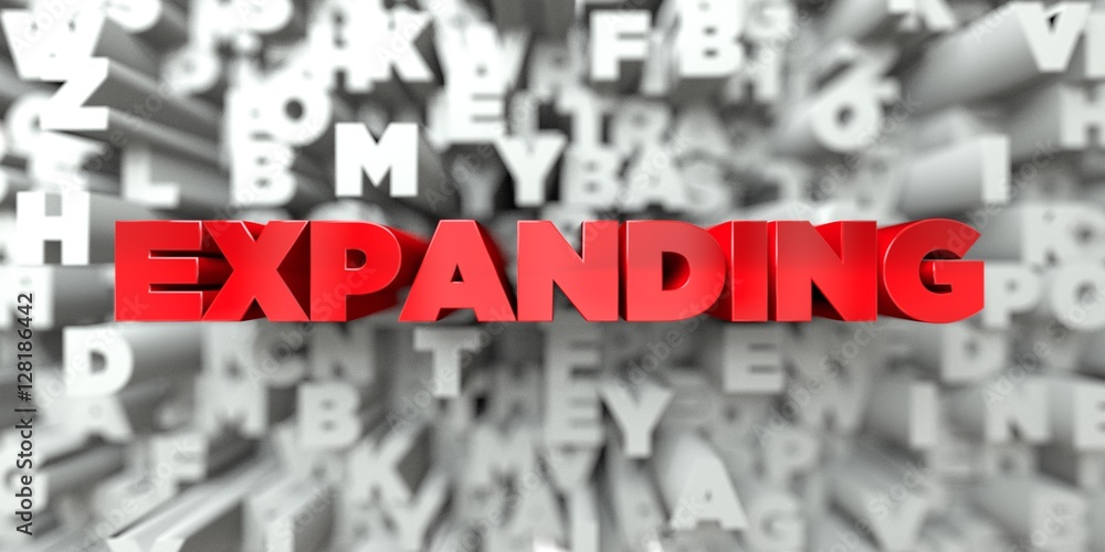 Fototapete expanding - red text on typography background - 3d rendered royalty free stock image. this image can