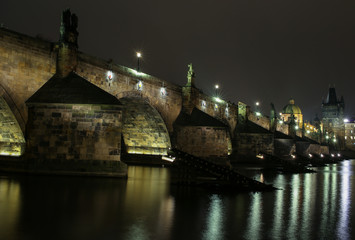 night prague with charles bridge