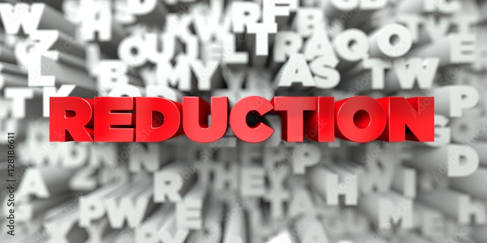 Fototapete reduction - red text on typography background - 3d rendered royalty free stock image. this image can