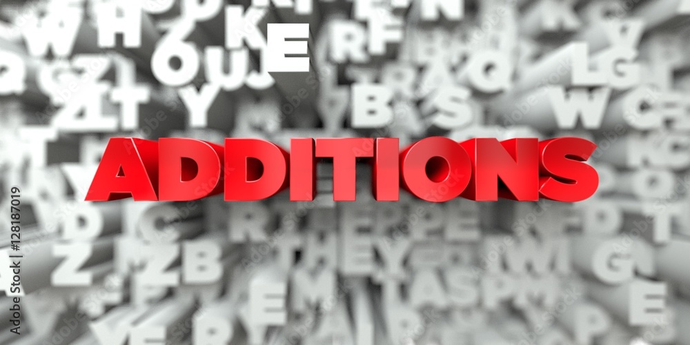 Fototapete additions - red text on typography background - 3d rendered royalty free stock image. this image can