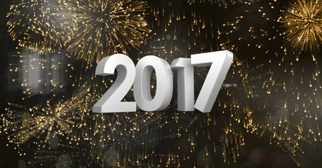 2017 against a composite image of fireworks