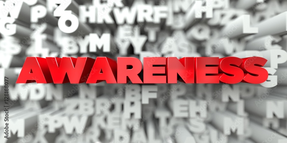 Fototapete awareness - red text on typography background - 3d rendered royalty free stock image. this image can