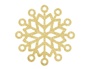 Obraz premium Golden Christmas snowflake isolated on white background