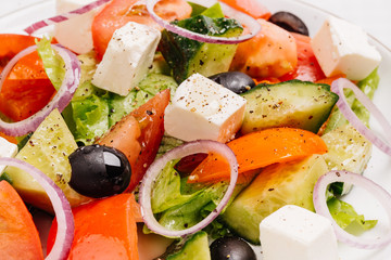 Salad with feta cheese and sun-dried olives