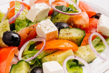 Salad with feta cheese and sun-dried olives