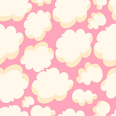 Bright seamless pattern with popcorn on a pink background. 