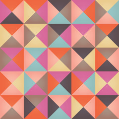 Geometric seamless pattern with colorful triangles in retro desi