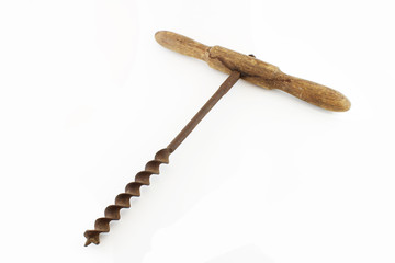 Vintage hand drill isolated on white
