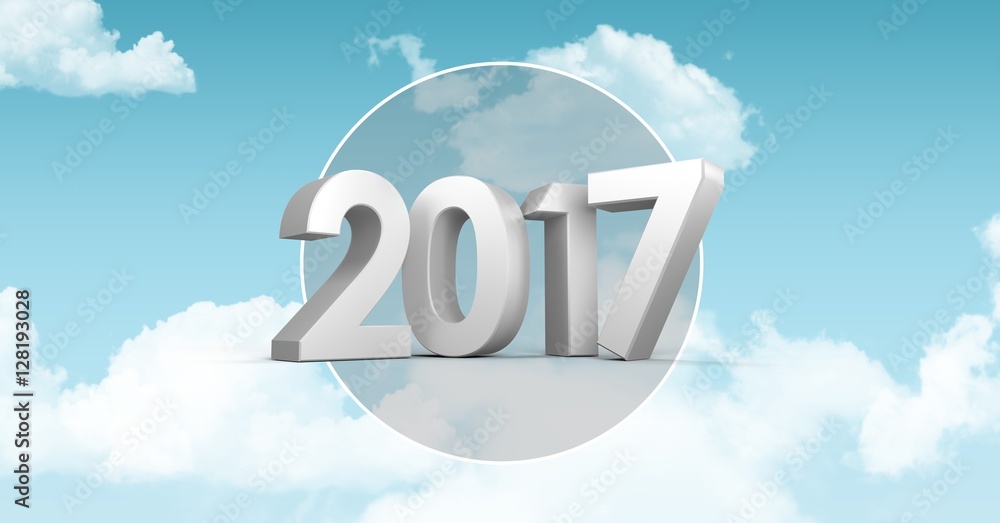 Aufkleber 2017 against a composite image 3d of clouds and sky