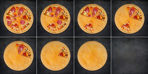 Sliced Pizza Eating in 8 Frames collage