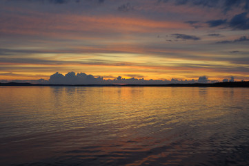 Distant colorful sunset