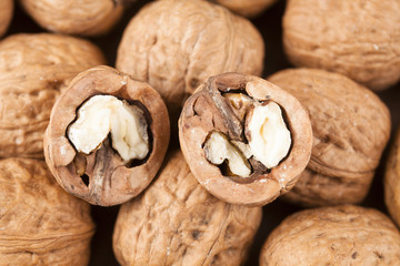 walnuts superfood on a wooden background