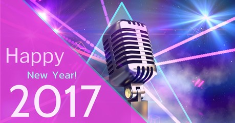 Fototapeta na wymiar Composite image 3D of 2017 new year greeting and microphone