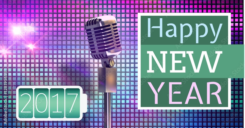 Poster digitally composite image 3d of 3d 2017 new year greeting and mi