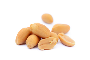 Roasted peanuts snack isolated on a white background