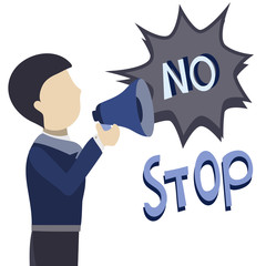 A Man Shouting NO STOP With Loud Speaker/ Megaphone
