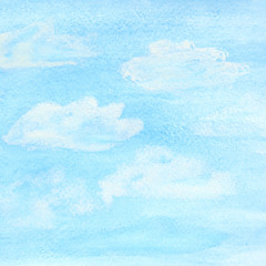 Watercolor sky and clouds