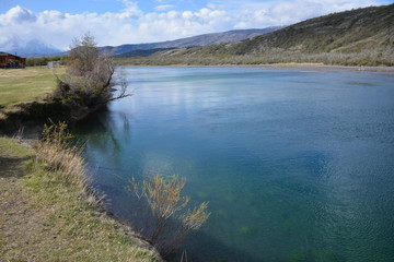 Fototapeta premium Landscape of Lake and river in Patagonia Chile