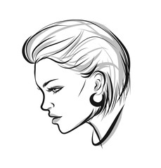 Beautiful line art woman illustration