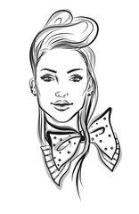 Beautiful line art woman illustration