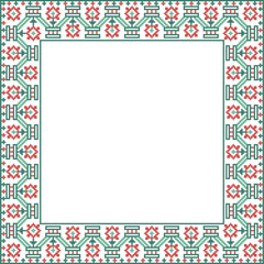 Square ethnic cross-stitch style frame border divider for text