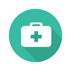 First aid kit flat design long shadow icon