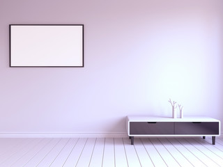 Interior mockup. Blank frame on wall