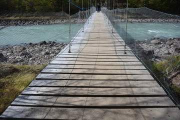 Hanging bridge at Patagonia Chile
