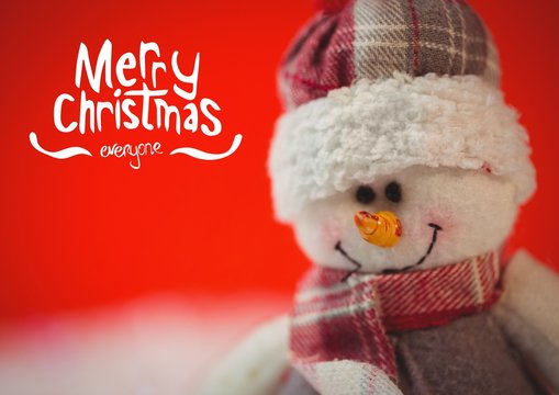Digitally composite image of merry christmas with snowman