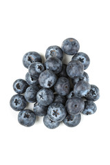 Pile of blueberries isolated on white background
