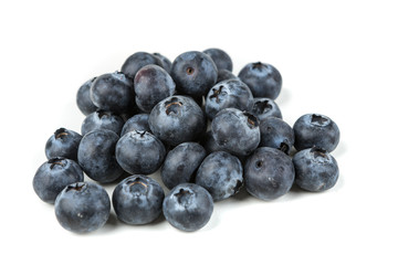 Pile of blueberries isolated on white background