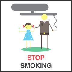 Smoking father with his daughter,passive smoking