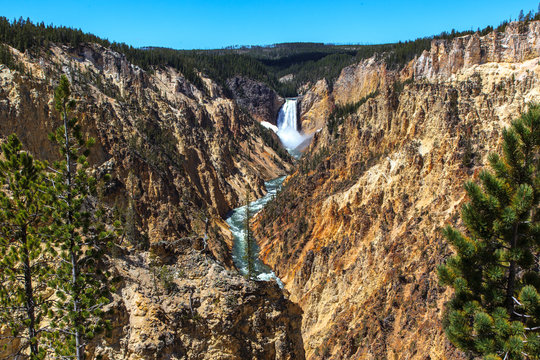 River and yellowstone waterfall. Wyoming. U.S