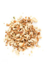 Bread and seasonings stuffing isolated on white background