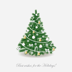 Christmas tree. Traditionally decorated. Realistic.