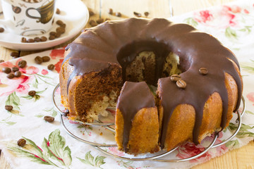 Traditional festive dessert for my birthday. Homemade cake with