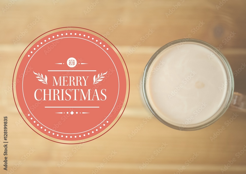 Poster digitally composite image of merry christmas message against a c