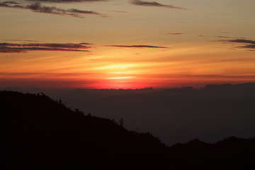 Naklejka premium beautiful sky at sunrise in Bromo tengger national park
