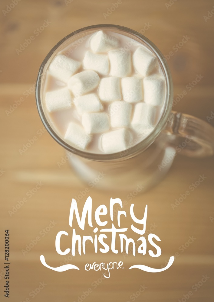 Poster digitally composite image of merry christmas message against a c