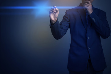 Closeup image of businessman drawing graph,business strategy as