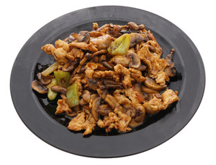 Chinese dish. Chicken with mushrooms and vegetables